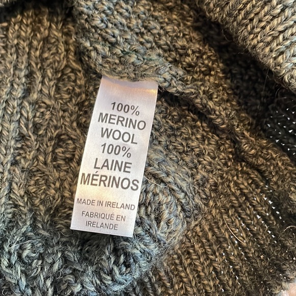 Inis Craft 100% Merino Wool Crew Neck Tunic Sweater in Dark Green Size M - Picture 8 of 9